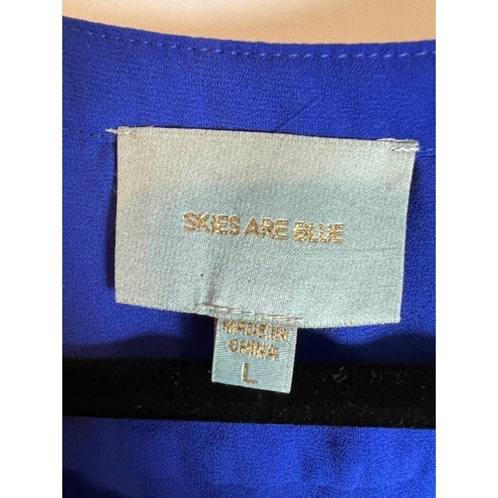 Skies Are Blue Womens Blue Senza Embroidered Detailed Top Large - Picture 6 of 7